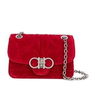 Salvatore Ferragamo Quilted Velvet Shoulder Bag❤️